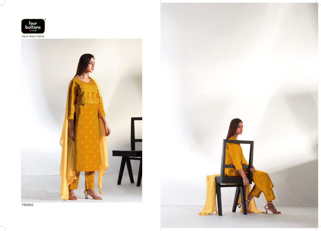 Four Bottons Meher 2 Fancy Ethnic Wear Wholesale Readymade Designer Suits
